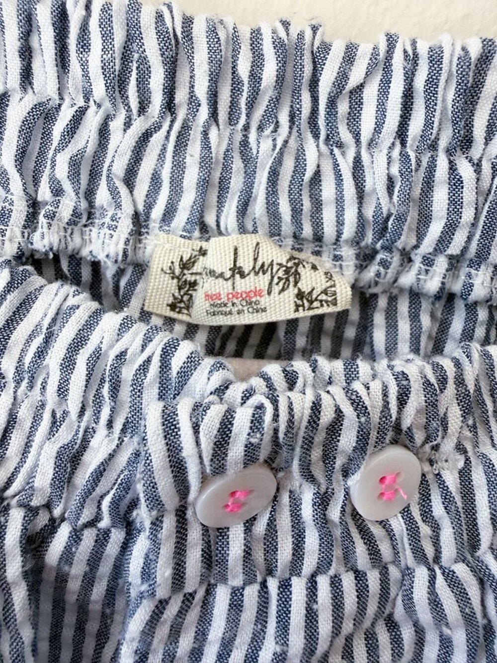 π©΅ Free People Blue Seersucker Boxer Shorts / Size XS - Picture 3 of 5